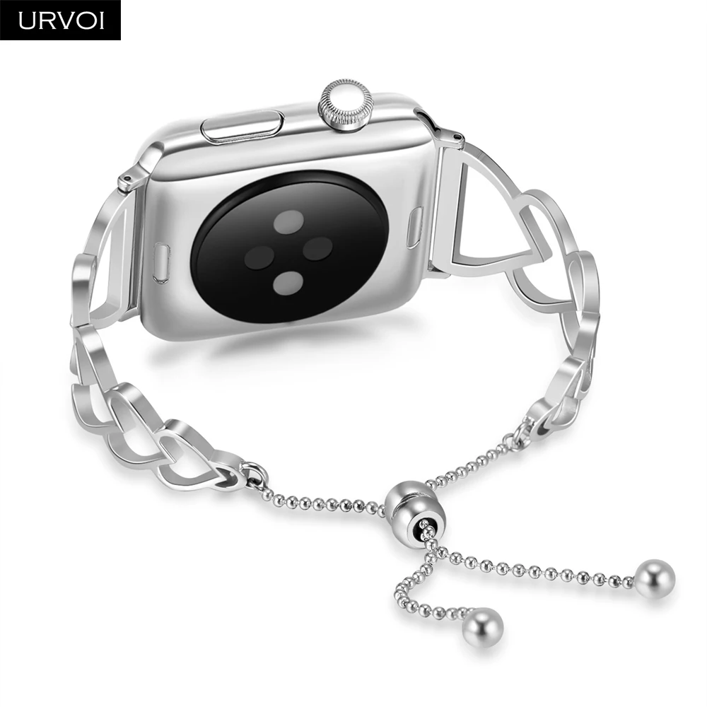 URVOI Love heart braceket для Apple Watch манжета девушек модная цепочка браслет из нержавеющей