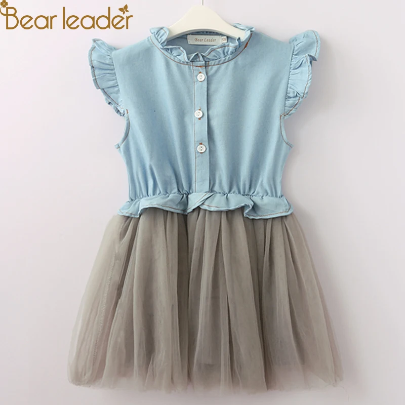 Bear Leader/джинсовое платье для девочек; коллекция года; комплект одежды для детей; Осенняя повседневная одежда для девочек; платье; детская одежда
