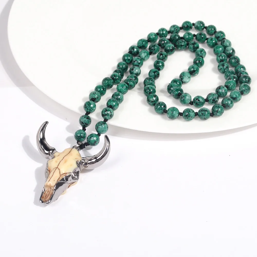 Бусы bull skull ожерелье длинная цепочка в стиле бохо животное индийская бижутерия