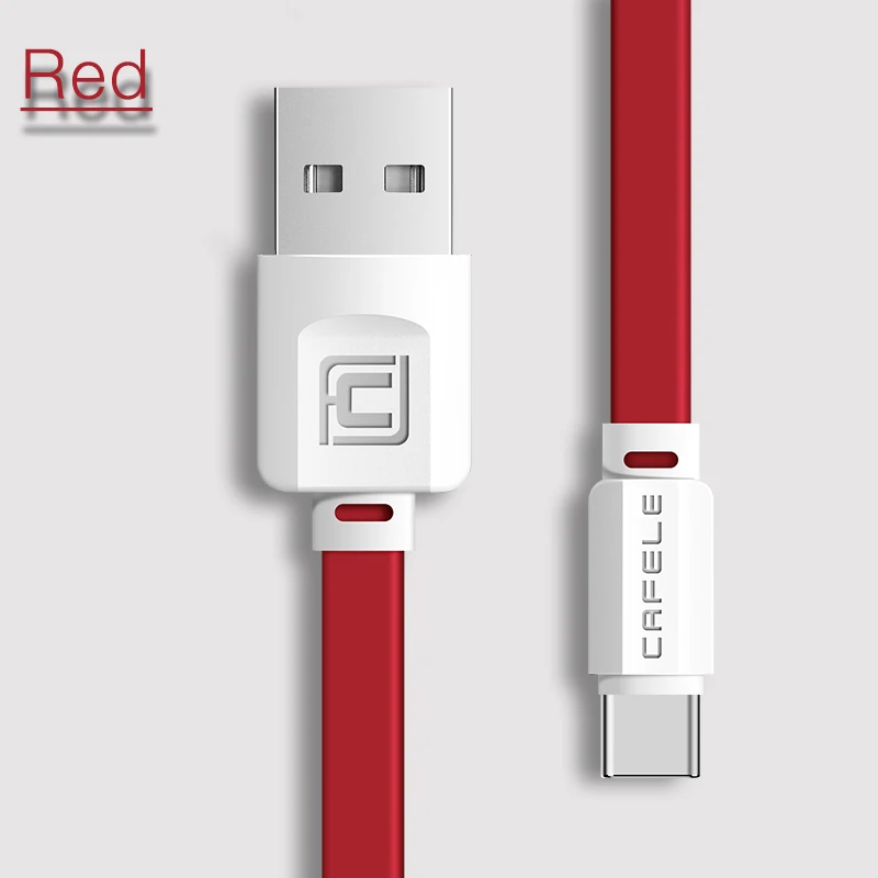 red Кабель CAFELE type-C usb кабель для зарядки huawei P10 P10 Plus Honor 9 8 mate 9 Xiaomi 5S Oneplus 5 кабель для передачи данных для телефонов type-C - Цвет: red