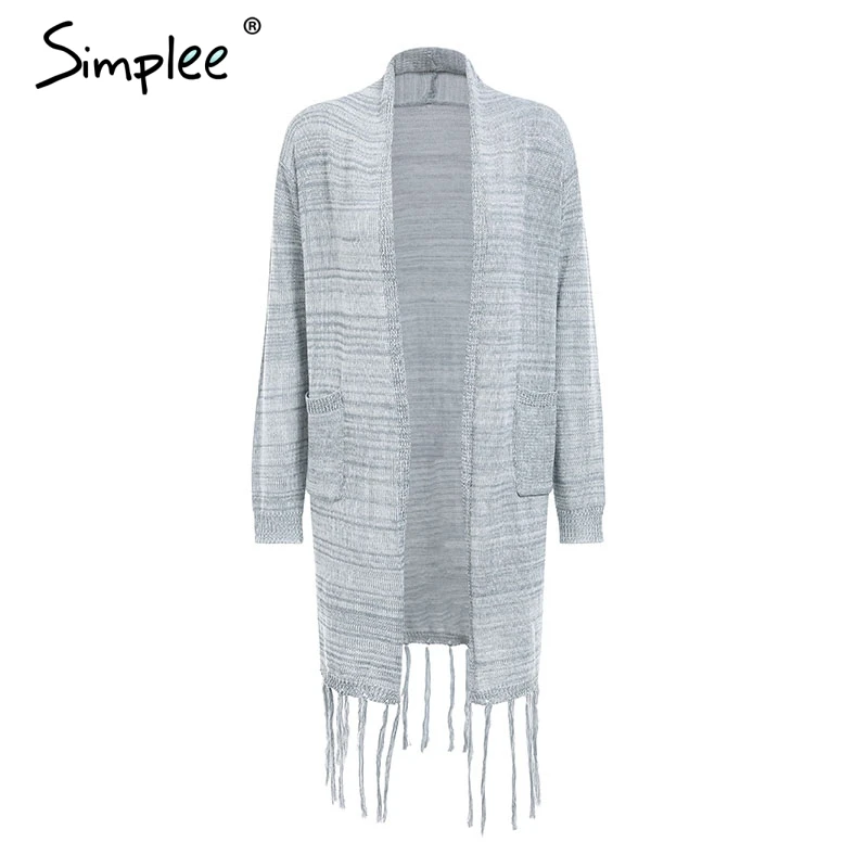 Женский длинный вязаный кардиган Simplee Растягивающийся джемпер большого размера