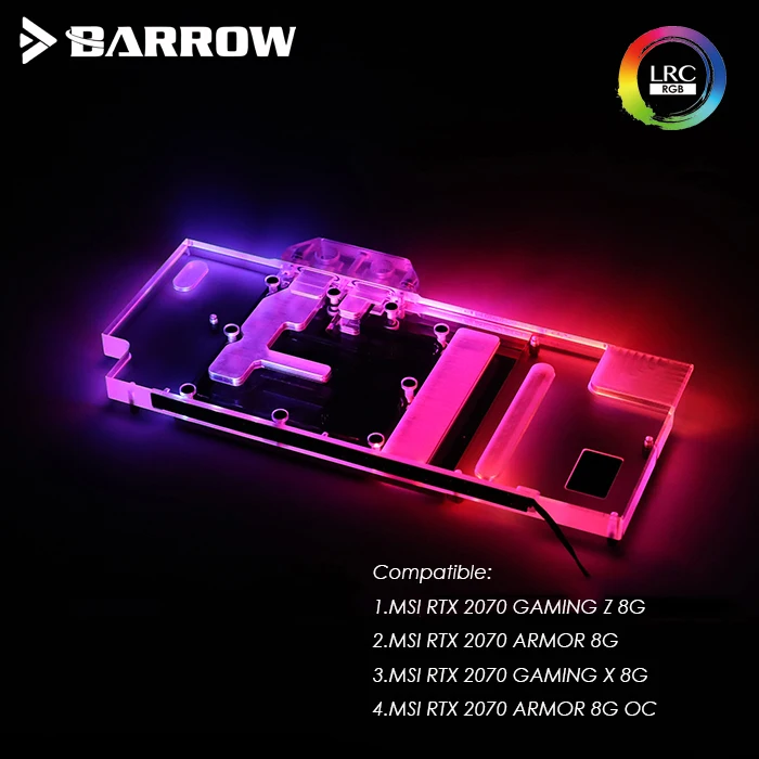 Barrow MSI RTX 2070 GAMING Z 8G X ARMOR OC видеокарта водяной блок охладитель 5 в 3 контакта головка