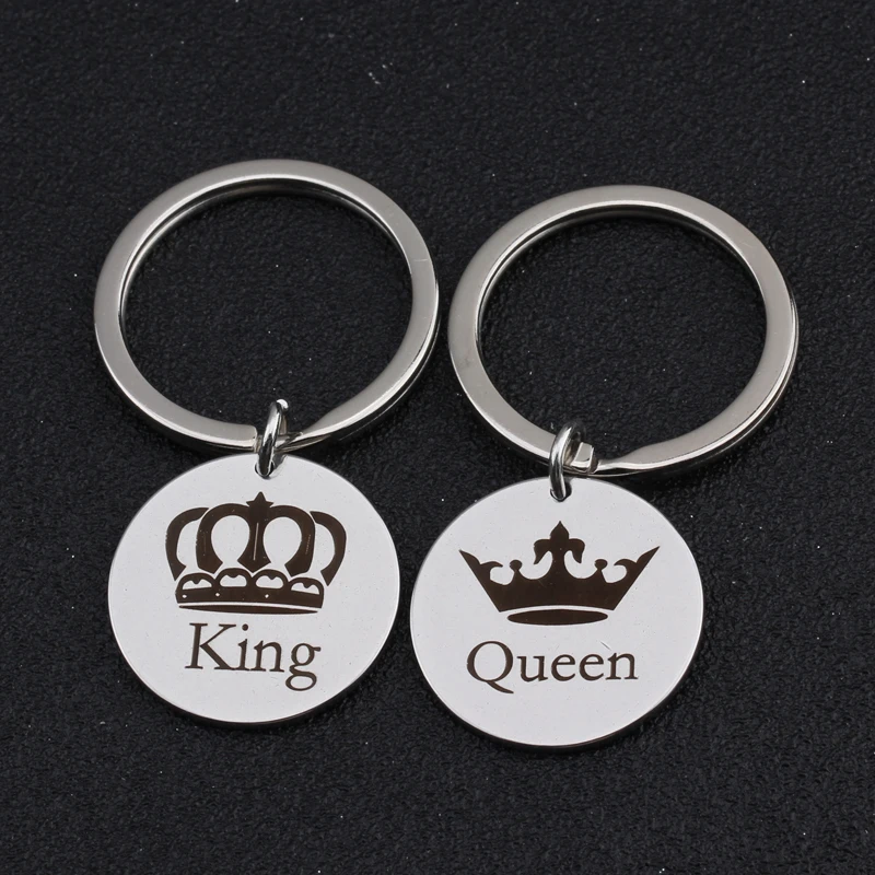 1 пара брелок для ключей пар король и королева держатель с гравировкой ювелирные