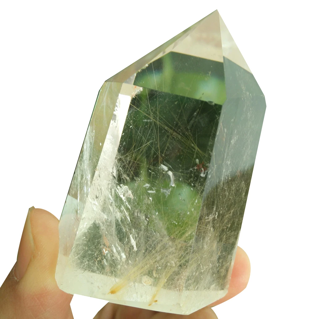 

Rutilated Crystal Point Stones Ghost Crystals Wicca Cristal Islande Pierre Naturelle Cristaux Healing Home Decoration Natural 12