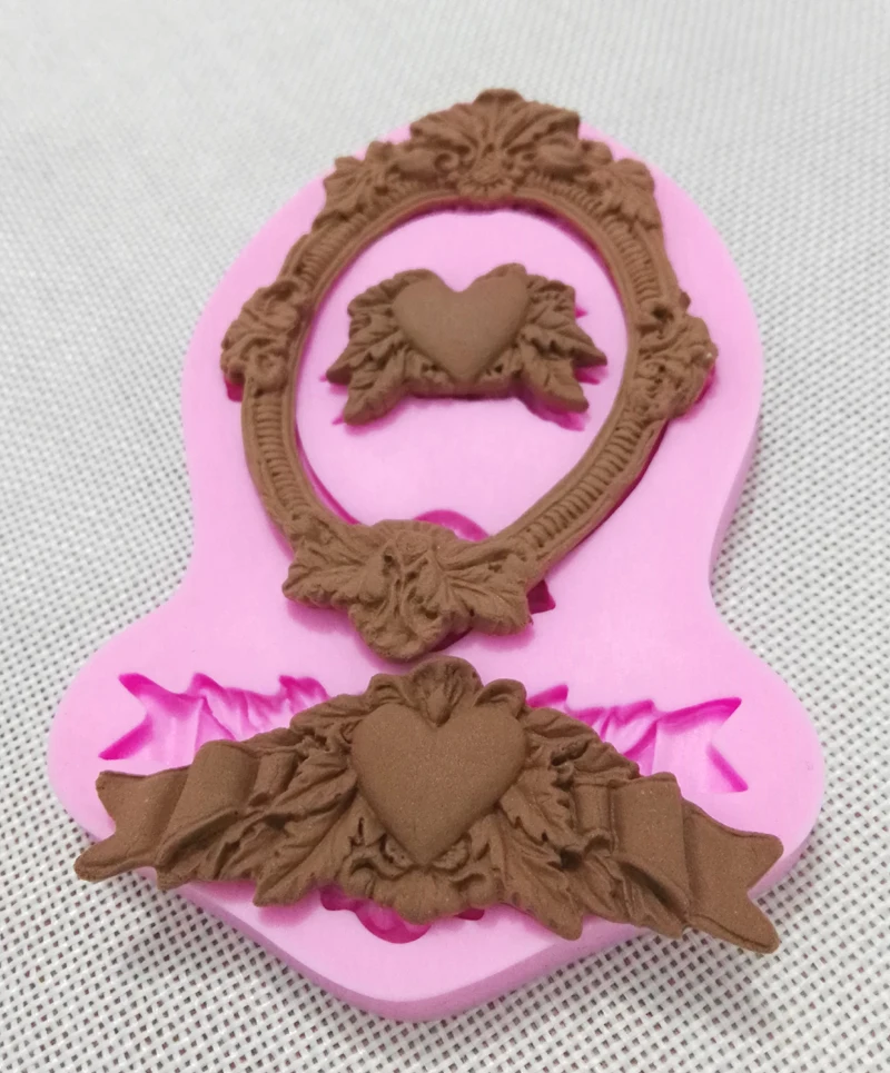 9660 Ретро Мироу рамка и украшение сердца силиконовая форма помадки сахарная