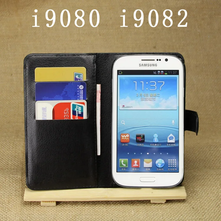 Кожаный чехол книжка с бумажником для Samsung Galaxy Grand I9080 I9082 G530 Trend S7562 Ace S5830 3 S7272 4 G313