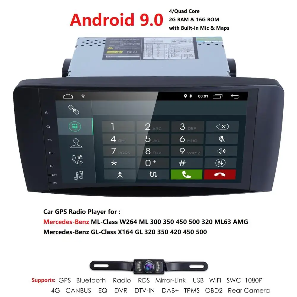Android 9,0 четырехъядерный NO-DVD gps Navi Стерео для Mercedes Benz ML W164 ML300 GL X164 GL320 350 420 450 500 R W251 280 радио DVR BT