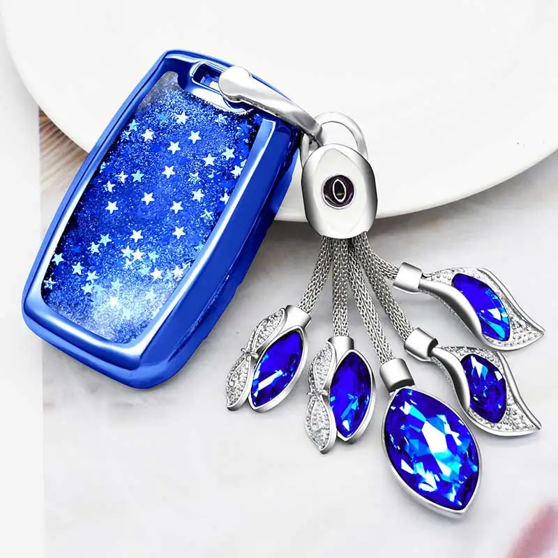 Blue- Style B ТПУ автомобильный чехол для ключей для Kia K3 K3S K4 K5 KX3 KX5 Sportage R Sorento Carens Carnival Shuma Quicksand Smart дистанционный брелок Защитная крышка - Название цвета: Blue- Style B