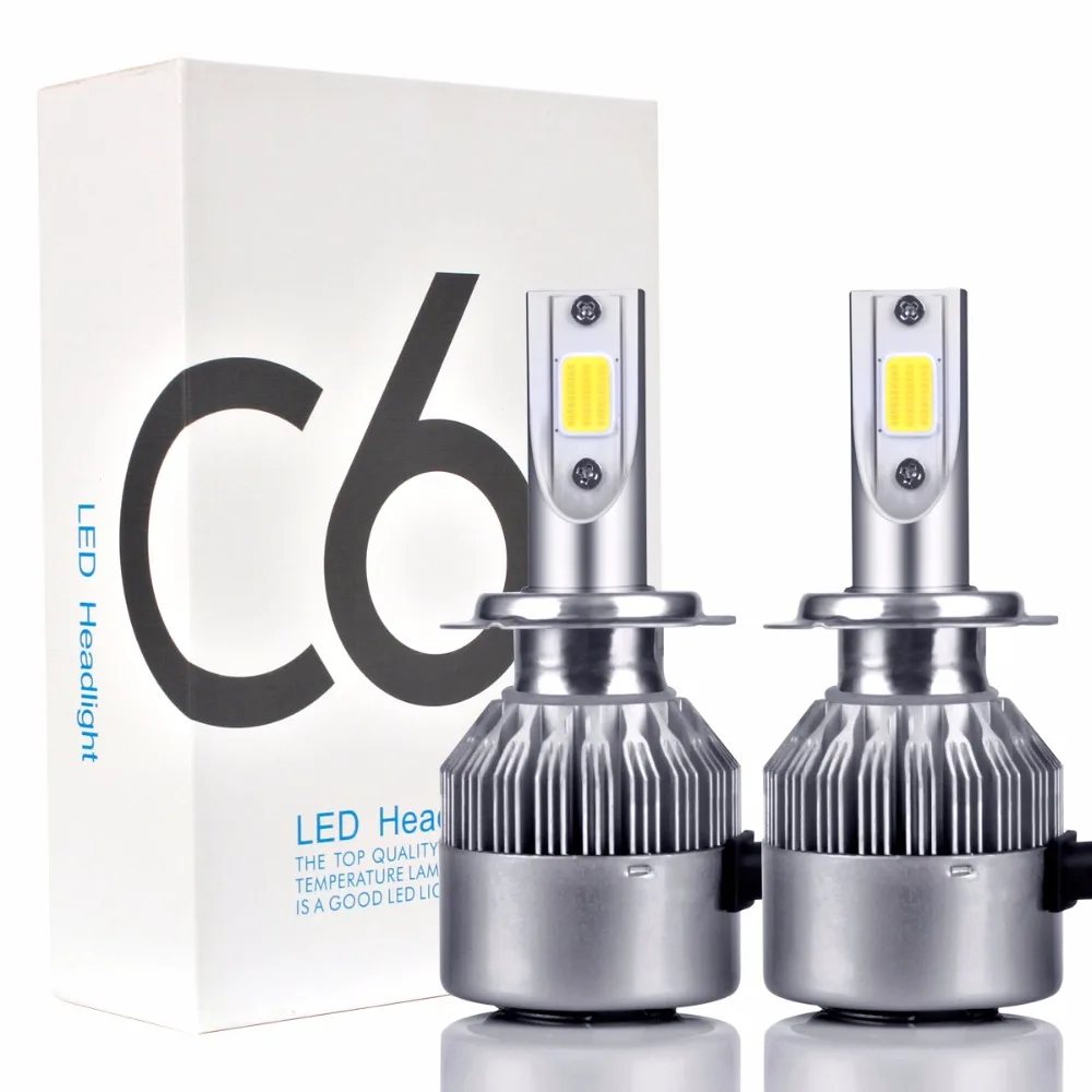 HengChiLun 2x H7 6000 К фар автомобиля COB светодиодный головной свет светодиодный лампы 3600LM 36W для Mercedes Benz CLA ML S R SLK