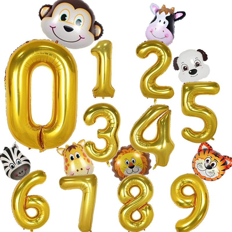 WEIGAO 0123456789 воздушные шары из фольги в виде цифр Гигантские Воздушные шары в форме животных сафари джунгли вечерние Декор Дети День рождения Globo мяч Balony