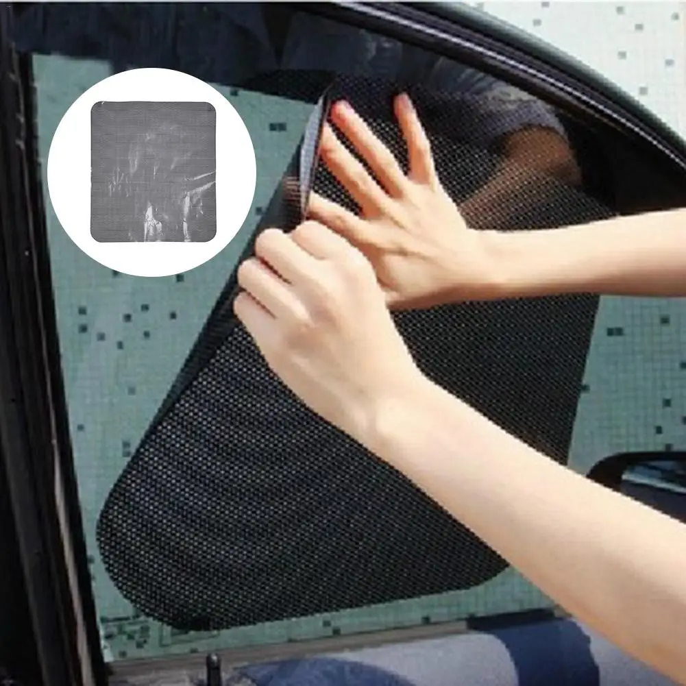 1 Pair Automobile Pointed Mesh Sun Shading Electrostatic Adsorption Side Window Sunshade Stickers Film Black |