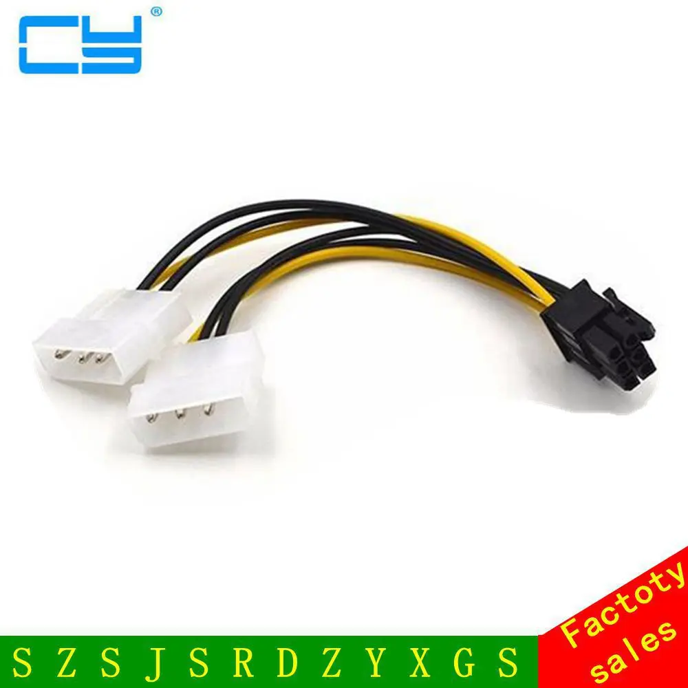 6 дюймов 2 x Molex 4 pin к контактный PCI Express Видеокарта Pci e ATX PSU кабель преобразователя