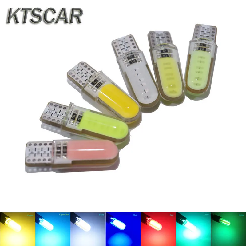 KTSCAR 100X T10 COB силиконовый 12 Светодиодный светильник s W5W 194 168 внутренний клиновидные
