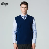 autumn winter kintted vest 100 cashmere vest men casual sleeveless v neck cashmere sweater jumper male pullover knit plus size