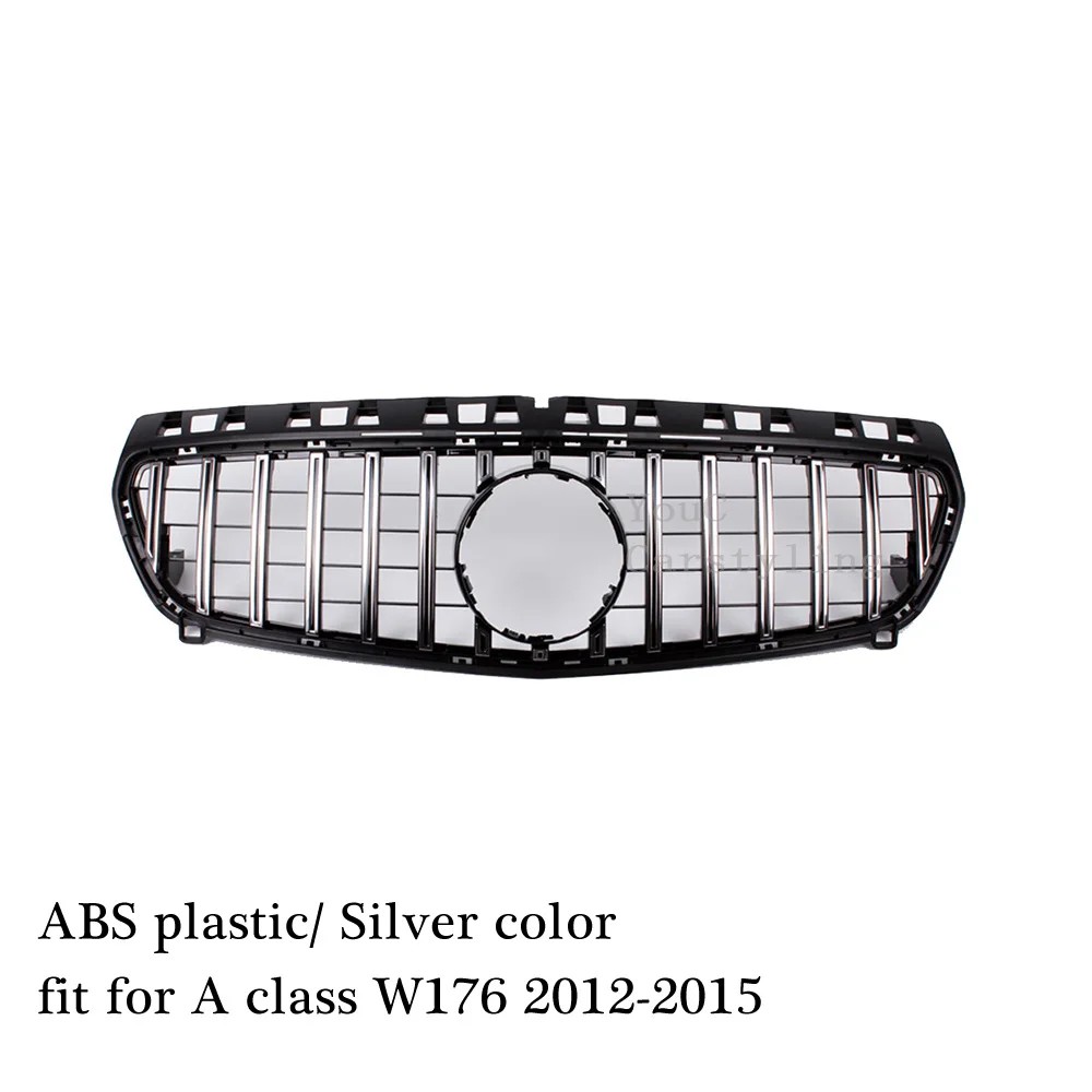 Передняя решетка подходит для Mercedes W117 A W176 W177 C class W204 W205 E W207 W212 W213 GLC X253 GT стиль решетка GTR стайлинга автомобилей - Цвет: W176 Black 12-15