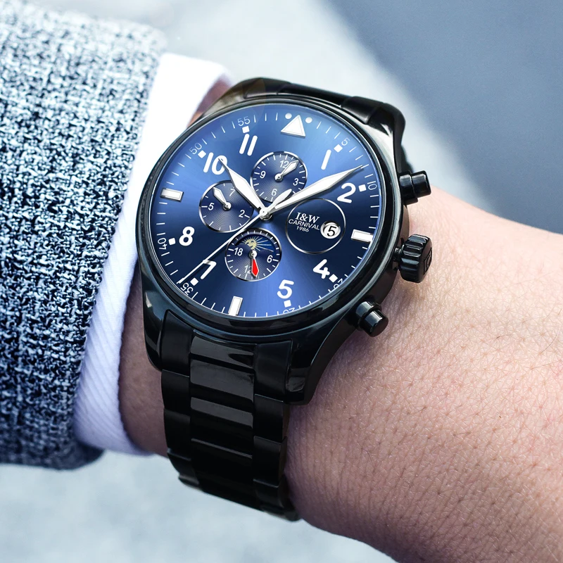 Карнавал автоматические механические часы Для мужчин Нержавеющая сталь