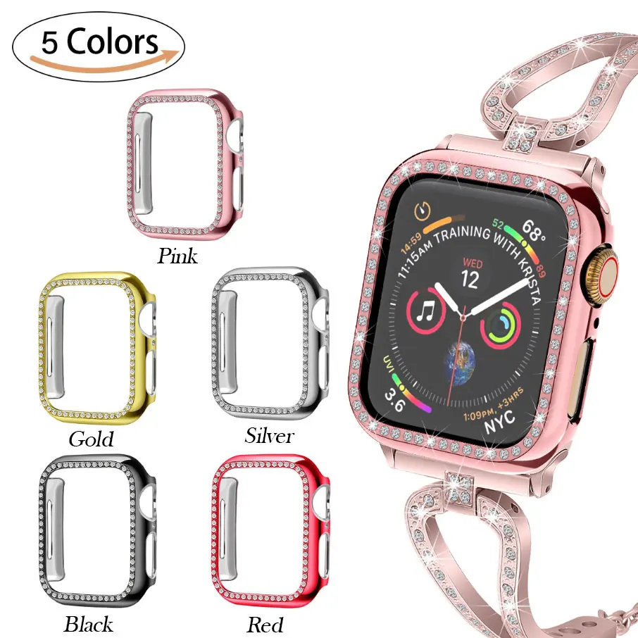 Кристальный бампер защитный чехол для Apple Watch 38 мм 44 Алмазный поликарбонатный