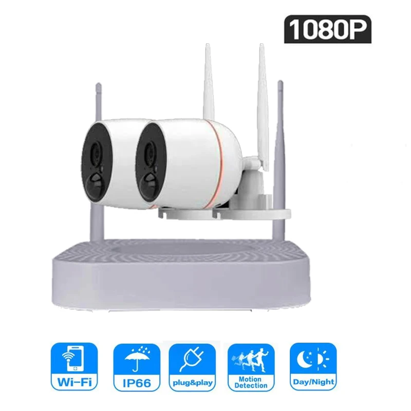 INTENERGIC 1080P FHD маленький Беспроводной видеонаблюдение Системы Wi Fi 2 шт. 2MP IP Камера