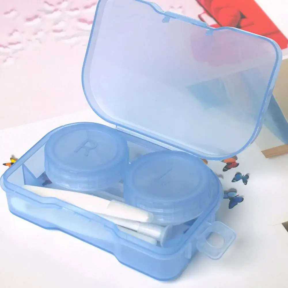 Мультяшный портативный комплект контактных линз, чехол, коробка для объектива, контейнер для хранения с держателем, полные аксессуары - Цвет: D -blue