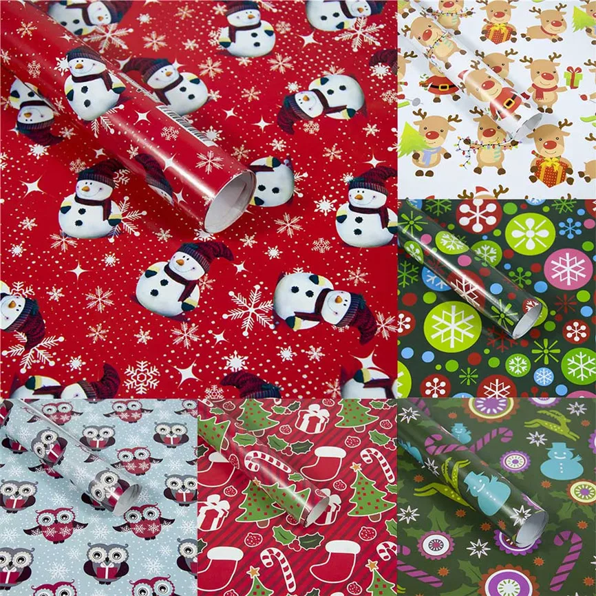 3Pcs Packing Paper DIY New Year Christmas Wrapping Gift Present Tree Santa Wrap Decorative Xmas Party Roll Nov#2 | Дом и сад