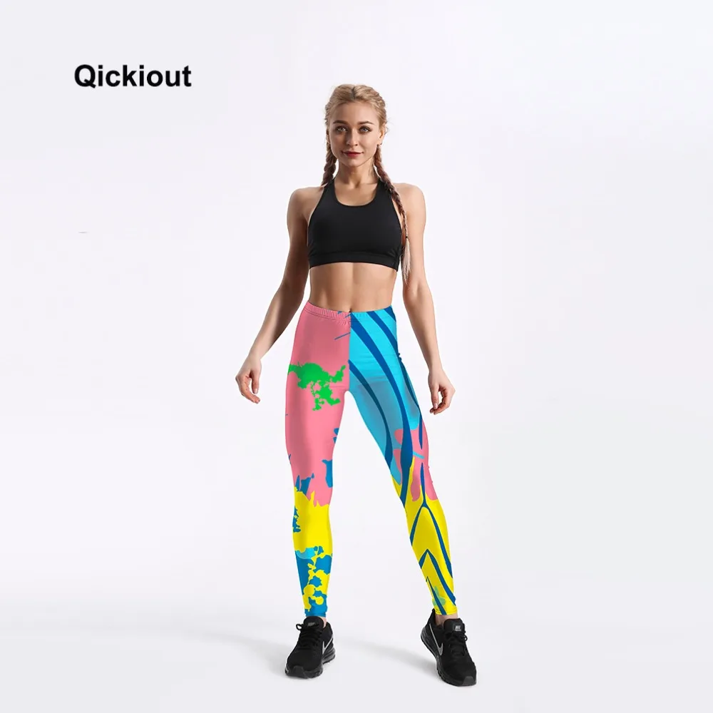 Qickitout цветной Макарон с принтом милые леггинсы женские модные длинные штаны на