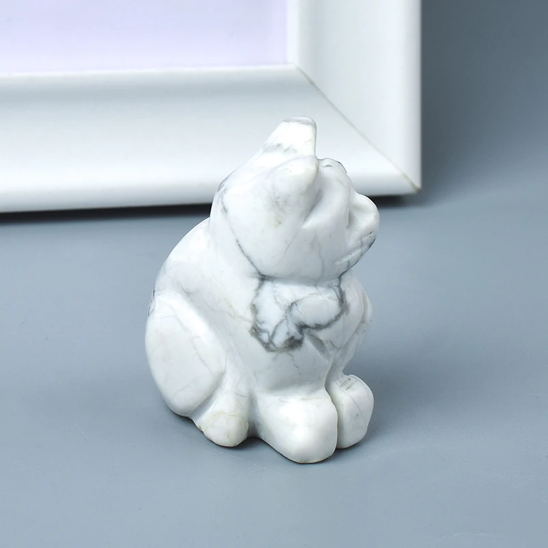 Статуэтка кота howlite из натурального белого камня миниатюрная резная минеральная