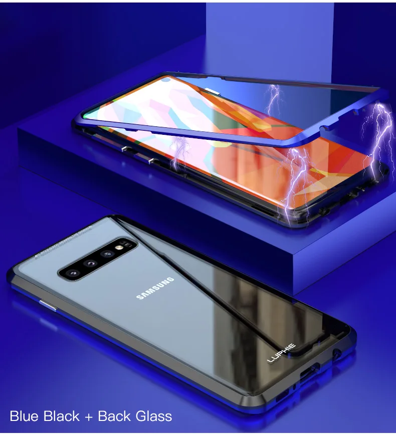 Магнитный чехол LUPHIE для samsung Galaxy S10 Plus S10e, Магнитный чехол, прозрачная Задняя стеклянная крышка для samsung S10 Plus S10e, металлический бампер