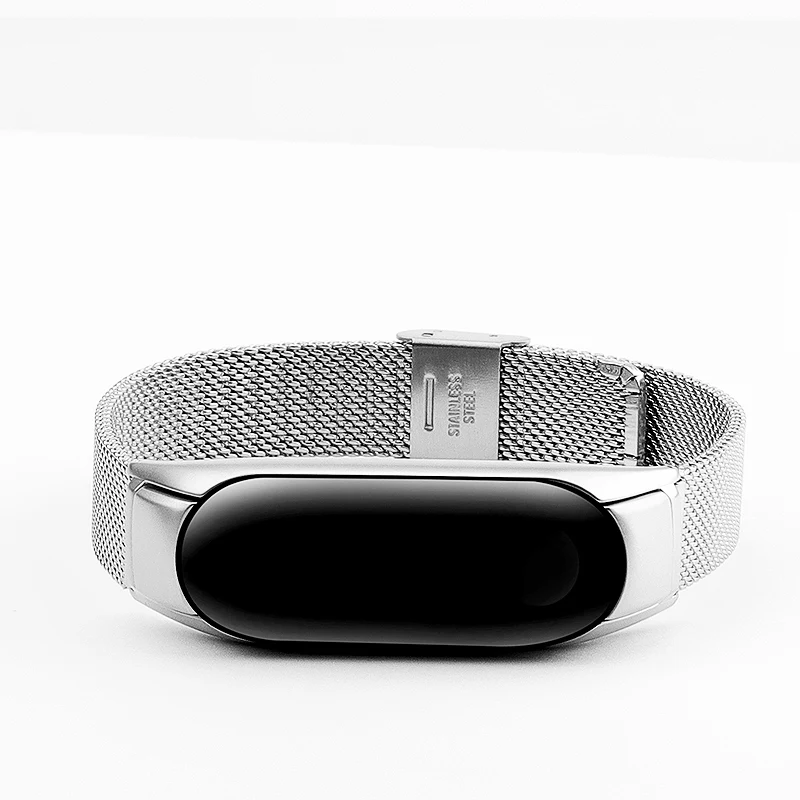 Серебристый Металлический браслет-цепочка для Xiaomi mi 3/NFC сетчатый ремень, регулируемая длина браслета mi Band 3, 5 цветов - Цвет: Серебристый