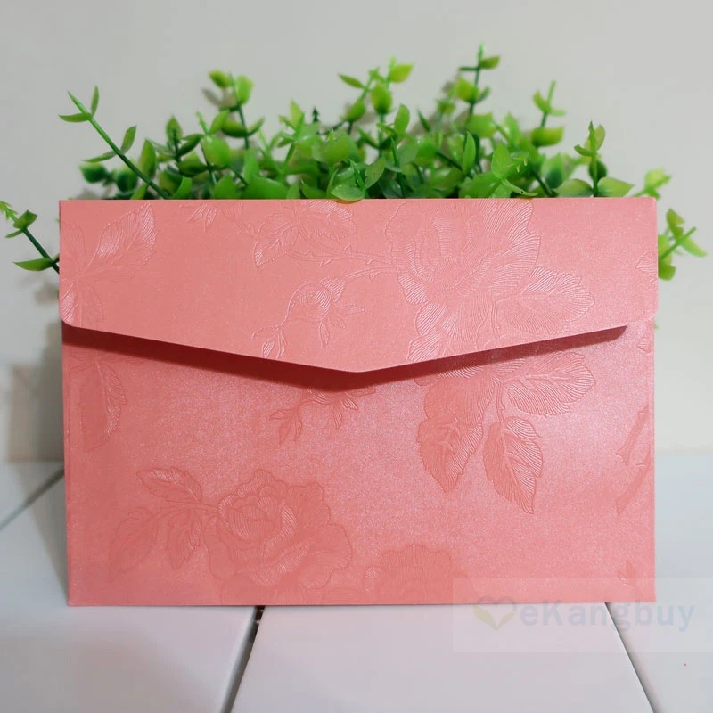 50 шт 16x11 см(6," x 4,3") розовый цветочный тисненый конверт подарок/Пригласительные открытки Обложка