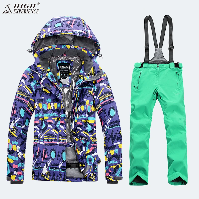 Ski Suit Women Winter Jackets Ladies Snowboard Set Snow Clothes Colorful Skiing And Snowboarding Waterproof Windbreaker Warm | Спорт и