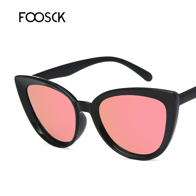 C1Pink FOOSCK, высокое качество, женские, новые, кошачий глаз, солнцезащитные очки, тонированные, цветные линзы, мужские, Ретро стиль, в форме, солнцезащитные очки, женские очки - Цвет линз: C1Pink