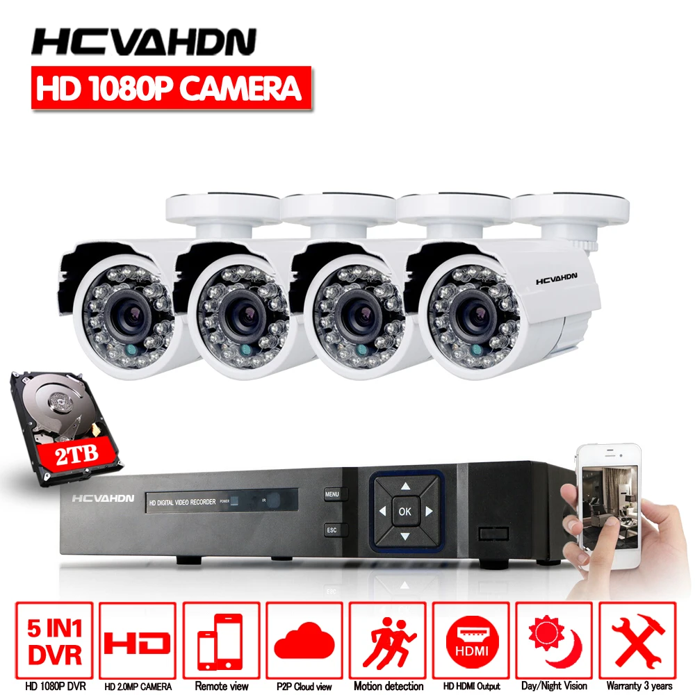 HCVAHDN 3000TVL 1080P HD Открытый безопасности дома Камера Системы 8CH HDMI DVR CCTV комплект