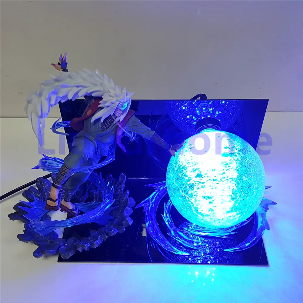 Наруто фигурку Jiraiya Rasengan Led сцена модель игрушки Аниме Shippuden figuras coleccion США ЕС вилка