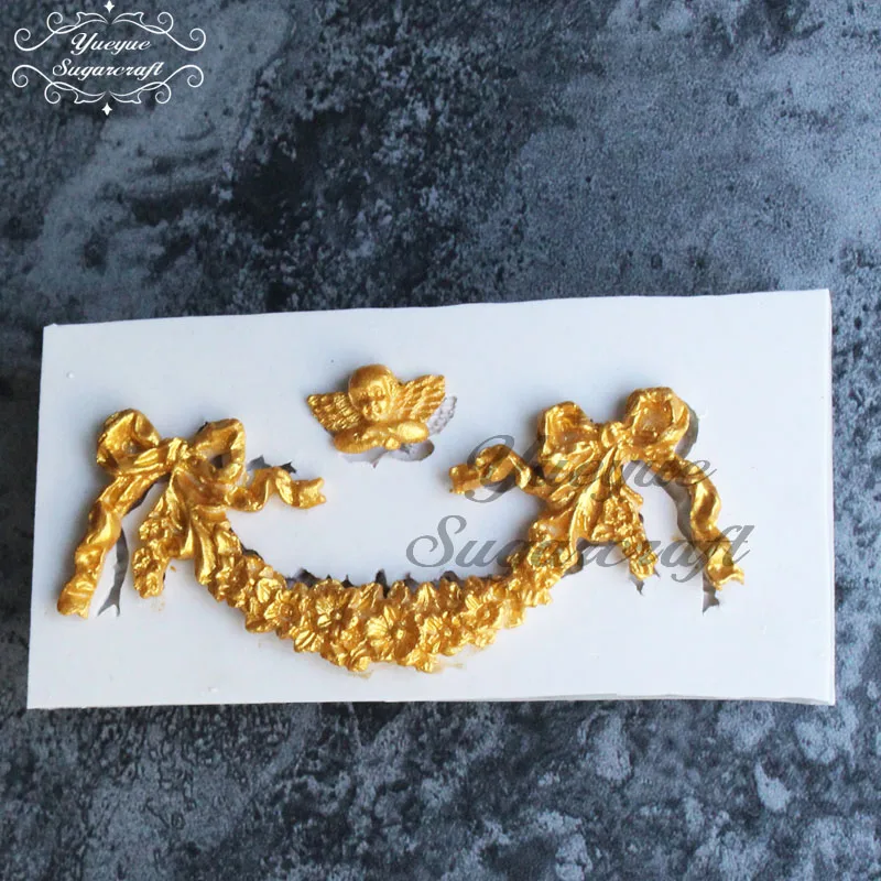 Yueyue Sugarcraft цветочная гирлянда с лентами силиконовая форма помадка для украшения