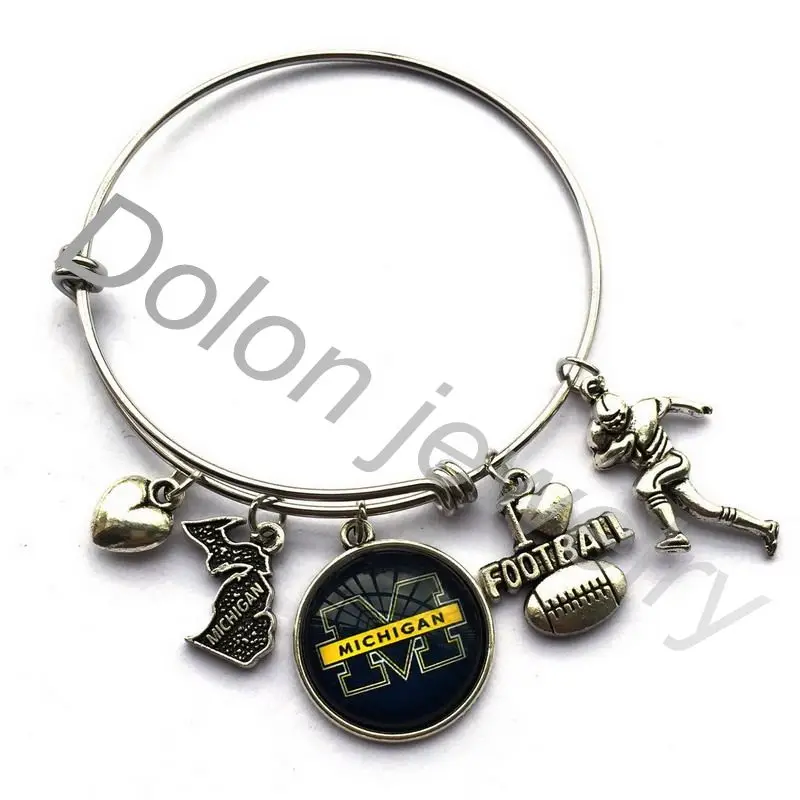 

Michigan Charm Bracelet Bangle Expandable Football Fans Lover Gift