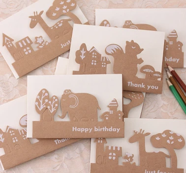 400 шт. Новый стиль винтаж крафт-бумага выдолбленные фестиваль поздравление карты