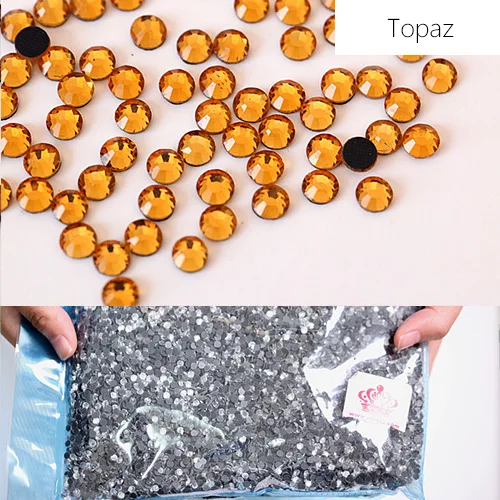 topaz SS6-SS20 4 Sizes Large Quantity DMC Hot Fix Rhinestones Wholesale Colorful Flatback Round Hotfix Strass for Garments Dress B1124 - Цвет: topaz