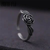 genuine 925 sterling silver female vintage simple open rings rose design fashion jewelry for women opening adjustable ring