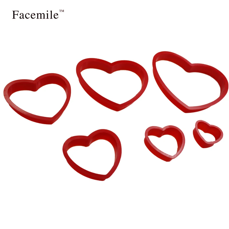 Facemile 6 шт./компл. Любовь Пластик сердце пресс печенье резак набор помадка Sugarcraft