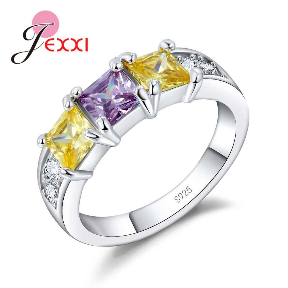 Классические кольца Eternity Band для свадьбы помолвки 925 пробы серебряные фиолетовые