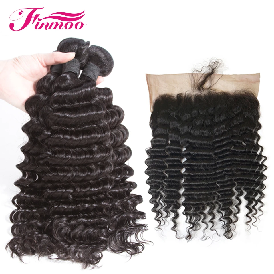 Индийские Remy волосы глубокая волна 13*6 человеческие пучки с фронтальной
