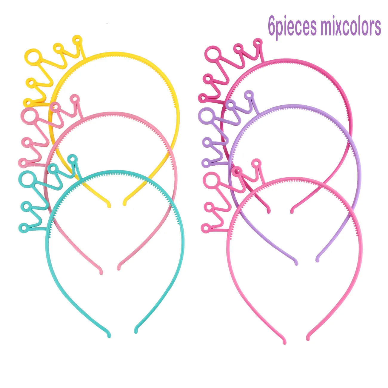 6pcs mixcolor crown 7 шт., милая пластиковая повязка на голову с кошачьими ушками, яркие цвета, единорог, корона, повязки на голову, для девочек, для детской вечеринки, для ежедневного украшения, аксессуары для волос - Цвет: 6pcs mixcolor crown