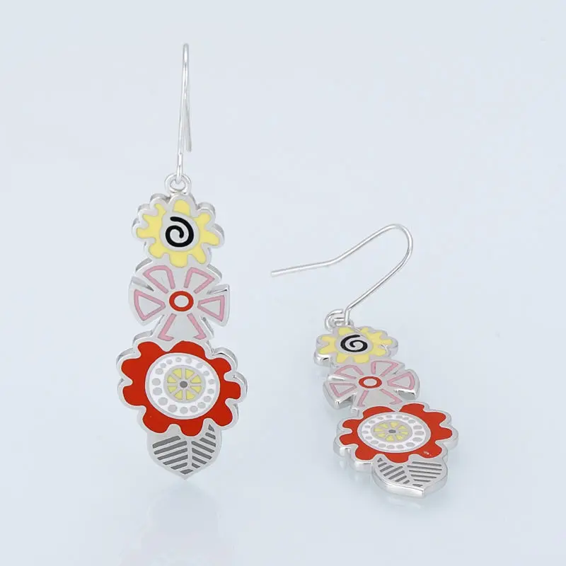 Женские серьги с красным цветком эмалью ручной работы для женщин женские модные