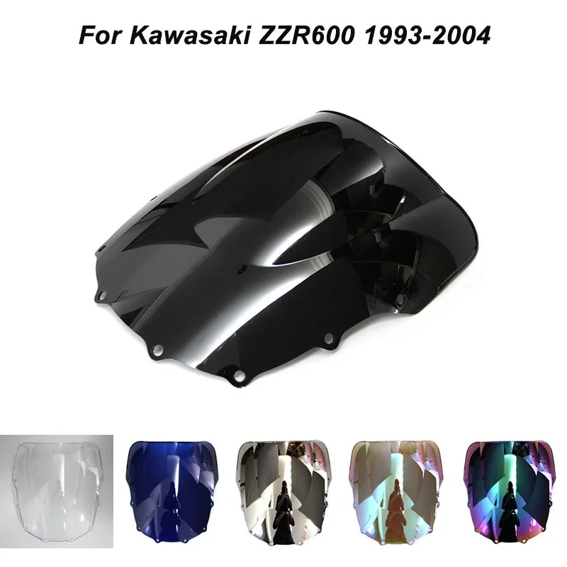 АБС Ветровое стекло для Kawasaki Ninja ZX-6R ZZR600 1993-2004 Двойной пузырь Мотоцикл Ветровое стекло Иридийные ветроотражатели на.