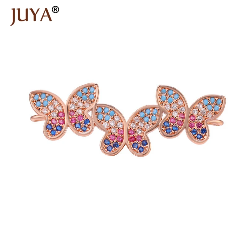 rose gold Juya Boho Романтический Цвет кубический цирконий Кристалл CZ браслеты с бабочками для женщин в серебре золото розовое золото цвет Регулируемая цепочка - Окраска металла: rose gold