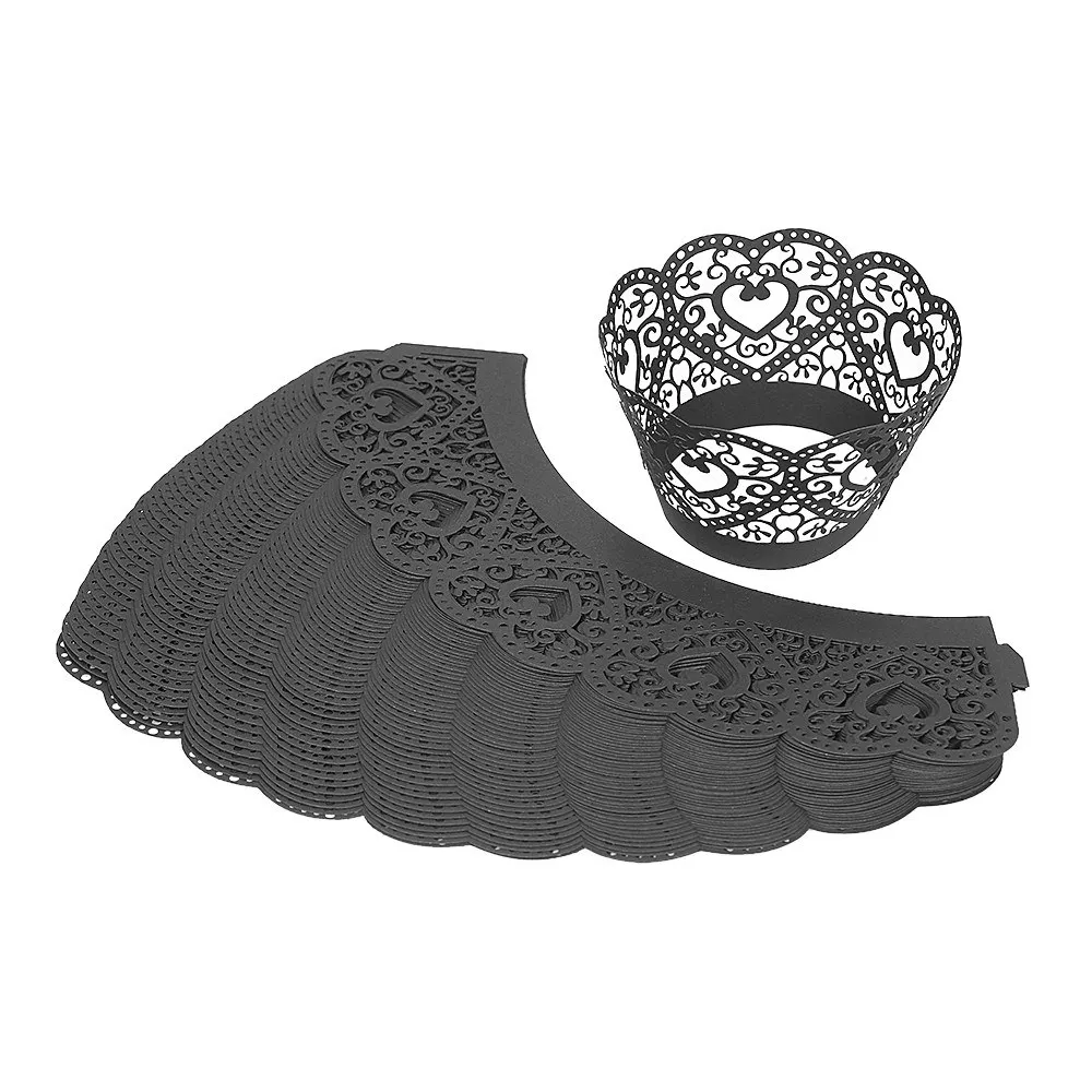 50 шт./компл. бумажные обертки для кексов лазерная резка кружева торт чашки