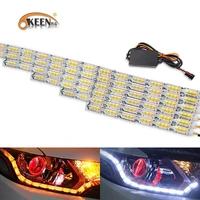 okeen 2pcs waterproof flexible led strips lights white drl daytime running light of sequential flow style switchback headlight