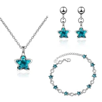 xiyanike 925 sterling silver new design blue crystal little star jewelry sets for women girls gift wedding jewelry br ea ne