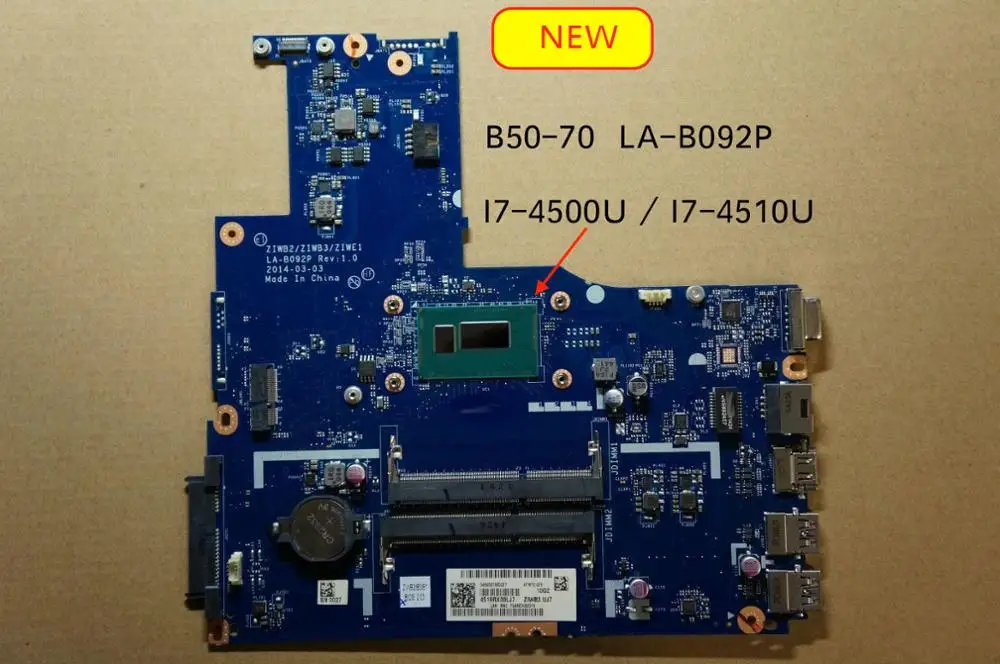 Tested ZIWE1 ZIWB2 ZIWB3 LA B092P mainboard For Lenovo B50 70 Laptop Motherboard i7 4500U/4510U CPU|Материнские платы| |