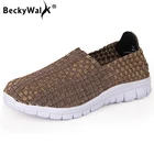 Туфли BeckyWalk женские на плоской подошве, повседневные дышащие кроссовки, без шнуровки, лоферы, плетеная обувь ручной работы, WSH2917, весна-осень